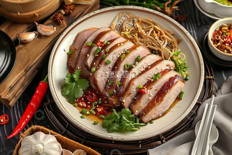 高清大图下载【趣麦麦图】北京烤鸭切片