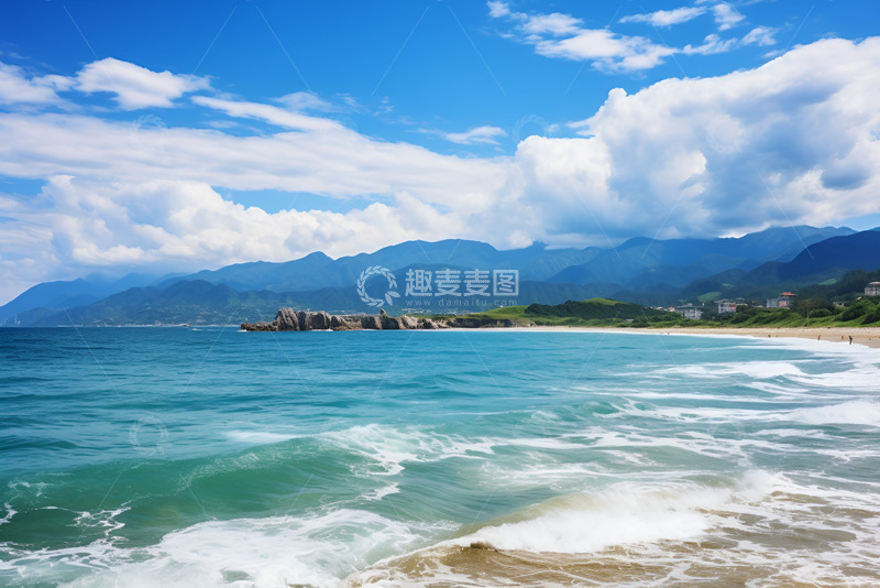 大海边海浪蓝天