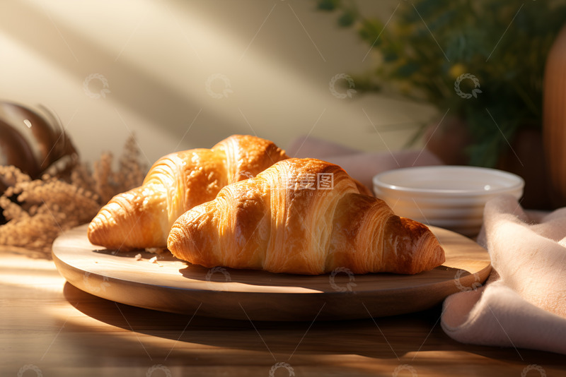 高清大图下载【趣麦麦图】一盘牛角面包