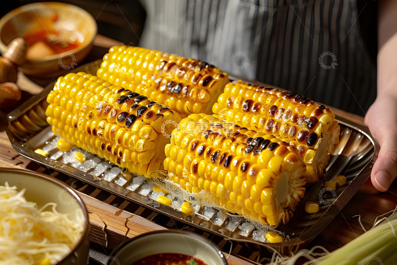 高清大图下载【趣麦麦图】一盘美味的烤玉米