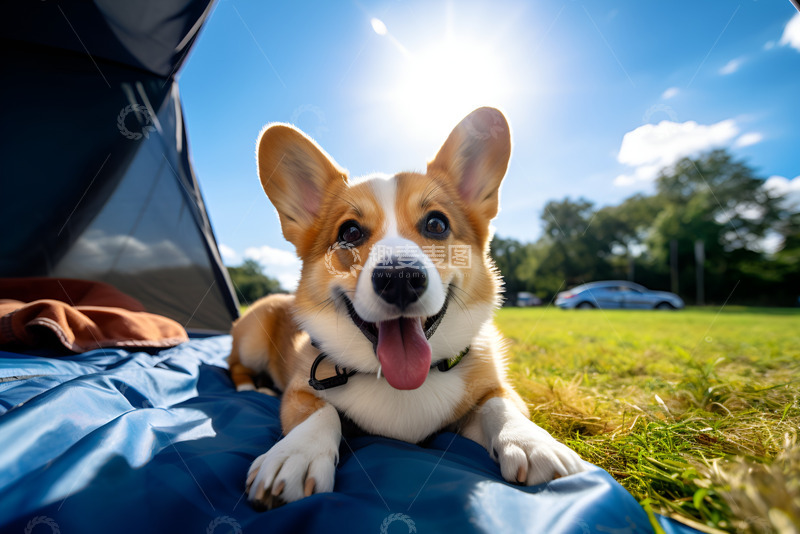 高清大图下载【趣麦麦图】草地上的可爱小柯基