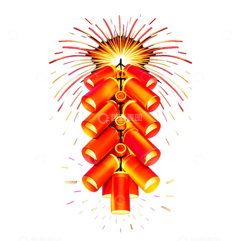 高清大图下载【趣麦麦图】燃放中的鞭炮新年热闹气氛