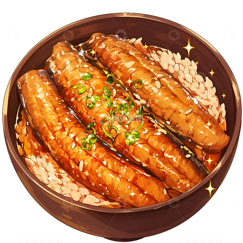 高清大图下载【趣麦麦图】卡通简约一碗鳗鱼饭