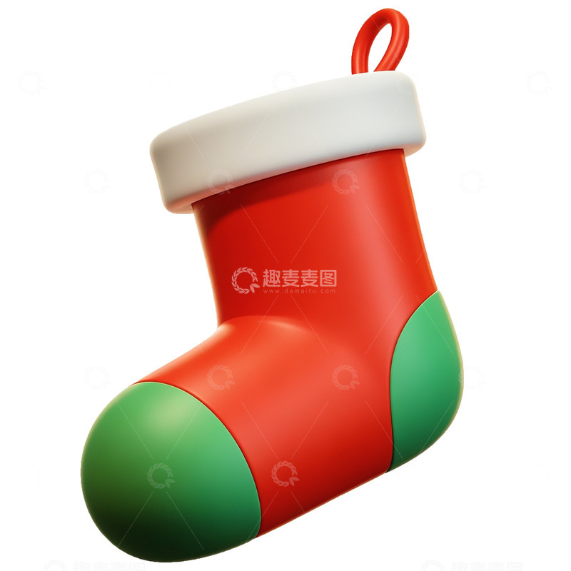 高清大图下载【趣麦麦图】圣诞节袜子素材3d卡通可爱立体