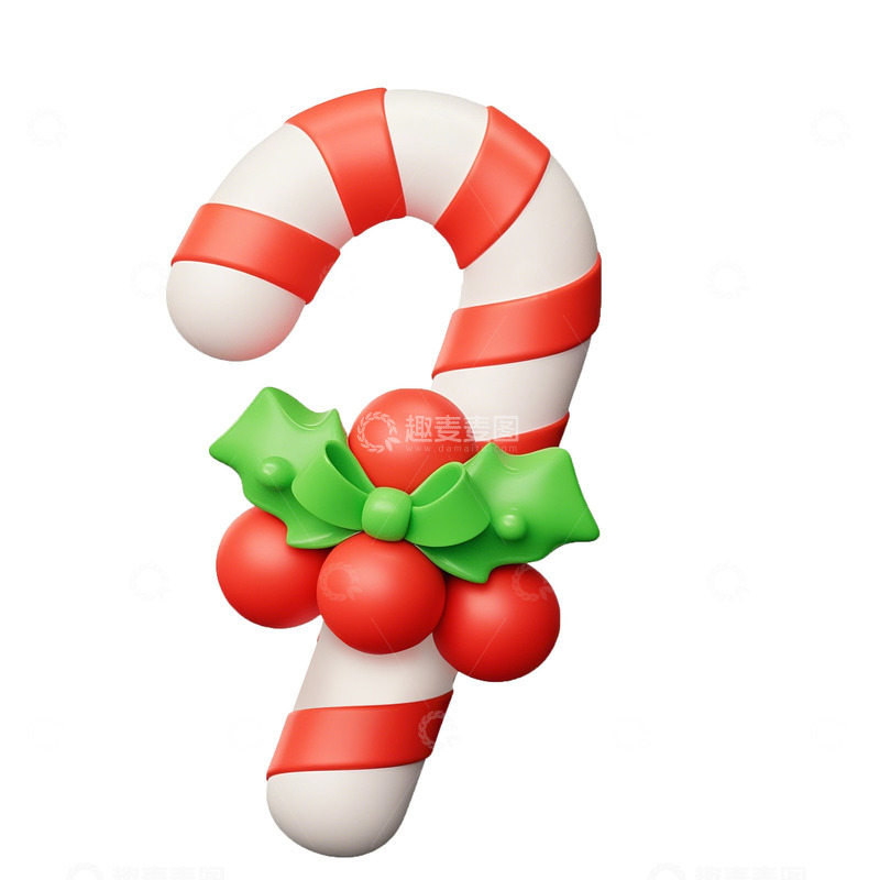 高清大图下载【趣麦麦图】圣诞节拐杖糖素材3d卡通可爱立体