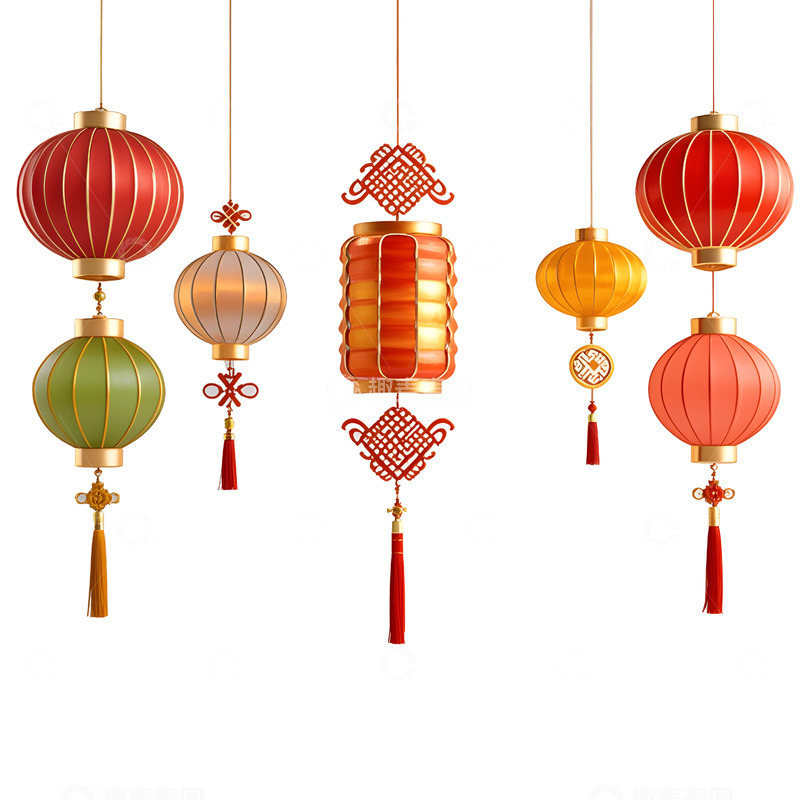 高清大图下载【趣麦麦图】一串传统红灯笼节日喜庆装饰