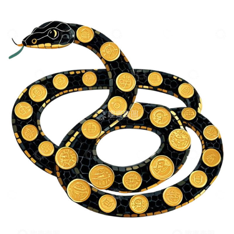 高清大图下载【趣麦麦图】蛇年可爱黑黄小蛇生肖