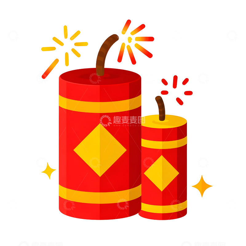 燃放鞭炮的可爱插画喜迎新春