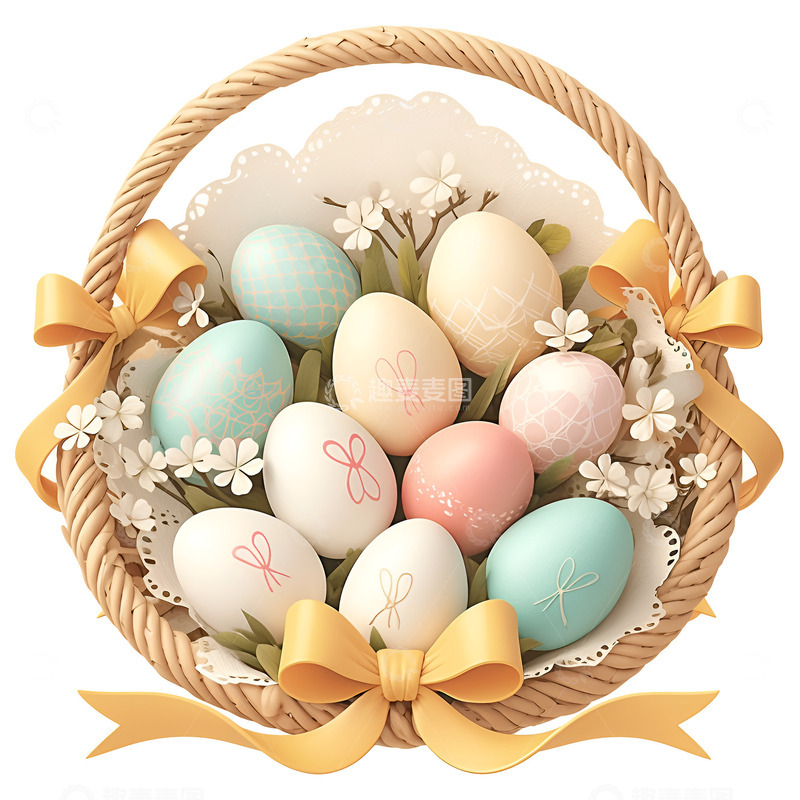 高清大图下载【趣麦麦图】一篮子彩色鸡蛋
