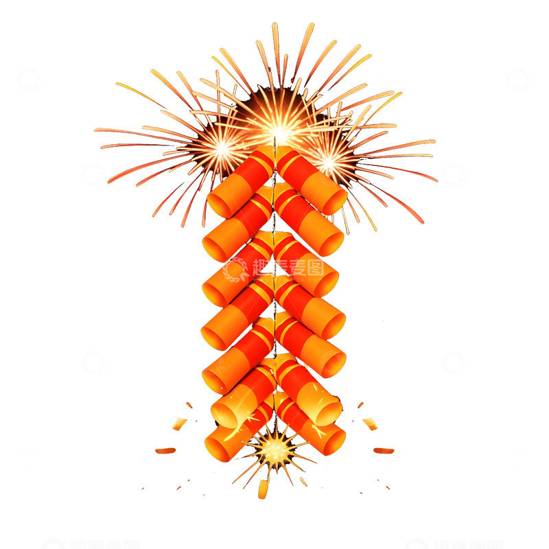 高清大图下载【趣麦麦图】悬挂的鞭炮串新年吉祥物