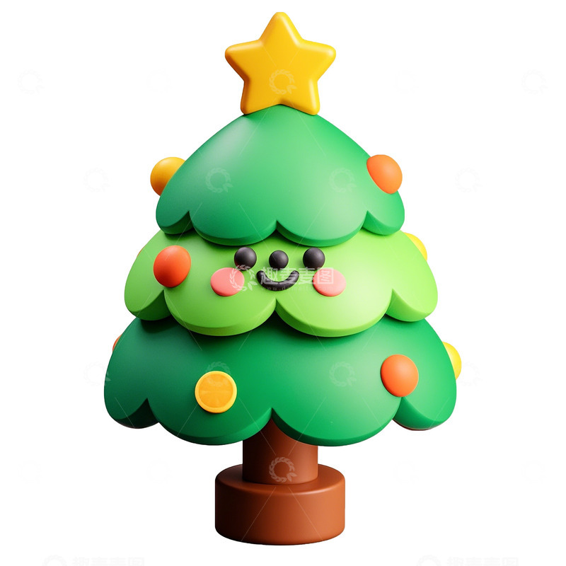 高清大图下载【趣麦麦图】圣诞树素材3d卡通可爱立体