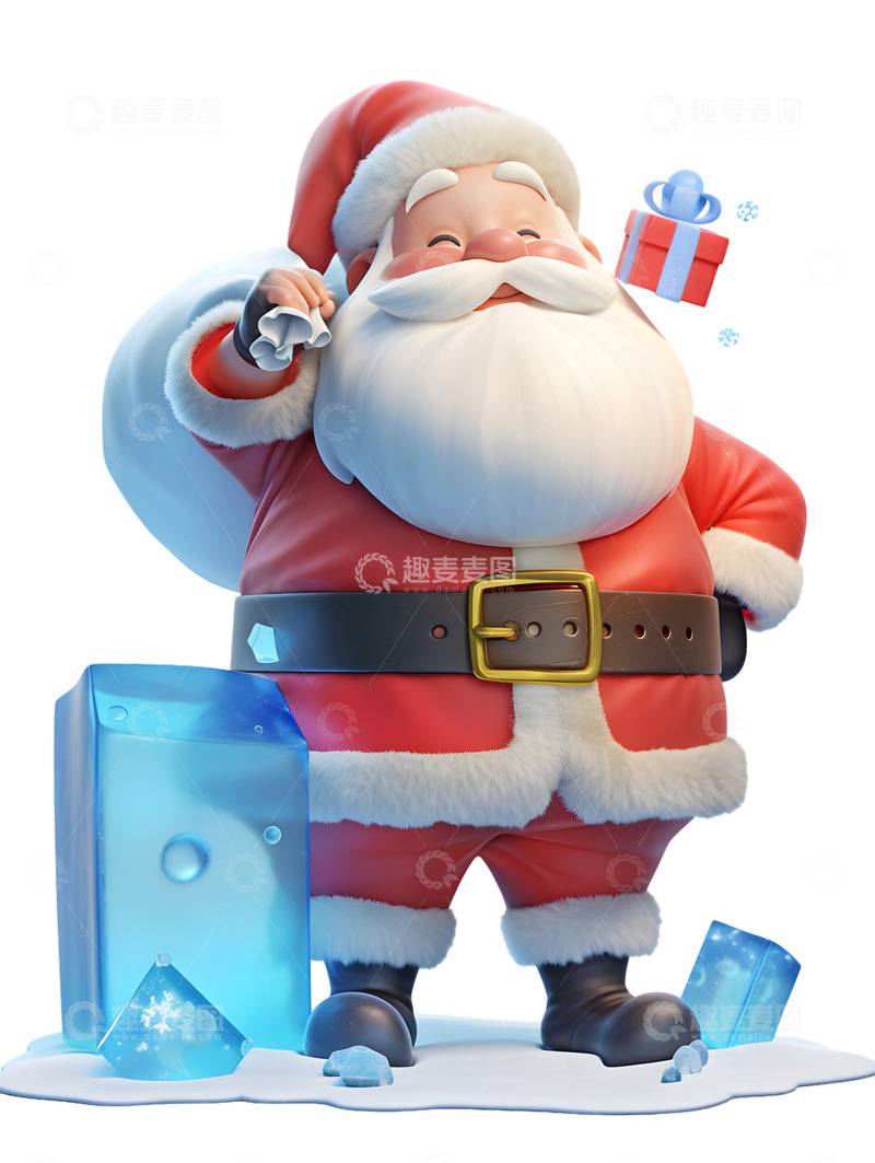 高清大图下载【趣麦麦图】圣诞节日老人卡通礼盒礼物