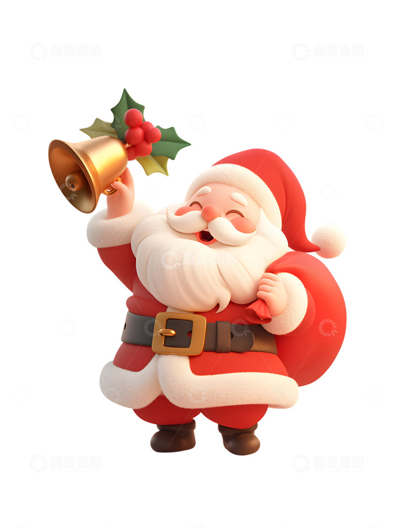 高清大图下载【趣麦麦图】圣诞节卡通铃铛3D