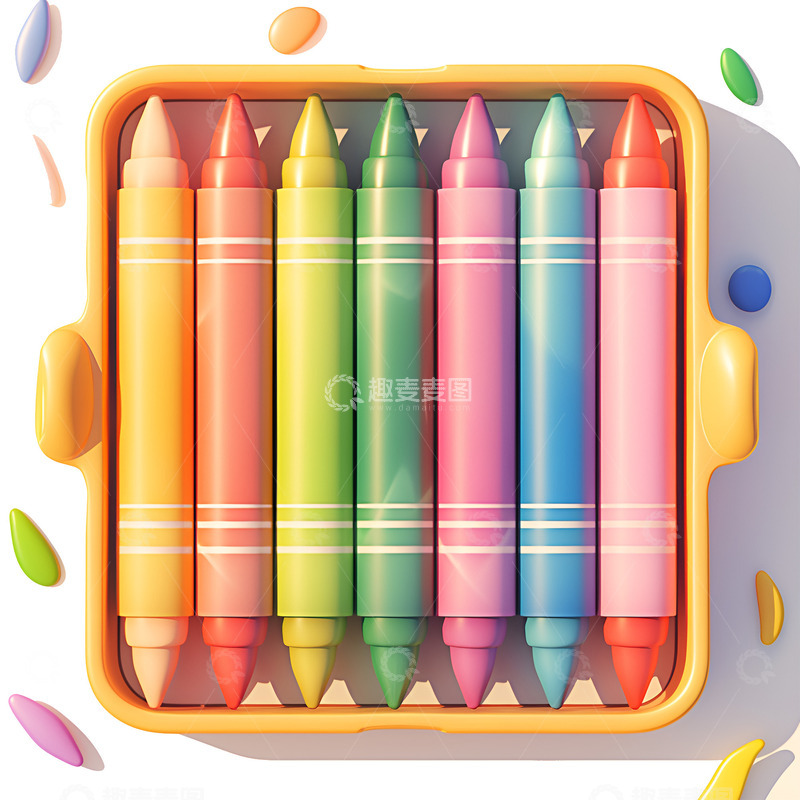 高清大图下载【趣麦麦图】卡通一盒蜡笔