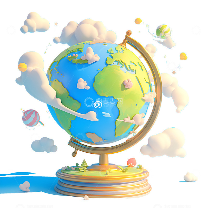 高清大图下载【趣麦麦图】卡通一个地球仪