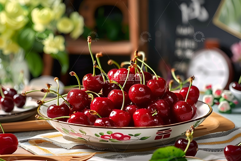 高清大图下载【趣麦麦图】一盘新鲜车厘子