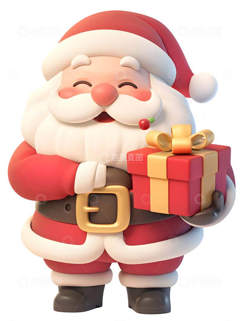 高清大图下载【趣麦麦图】圣诞老人卡通礼盒礼物