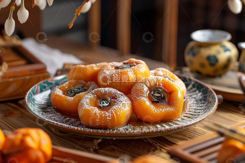 高清大图下载【趣麦麦图】一盘美味的柿子饼