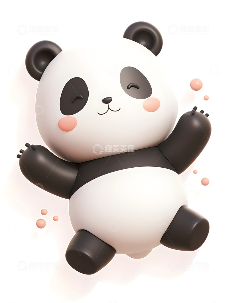 高清大图下载【趣麦麦图】可爱的熊猫躺在地上
