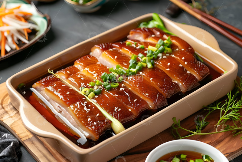 高清大图下载【趣麦麦图】一盘香酥烤鸭切片