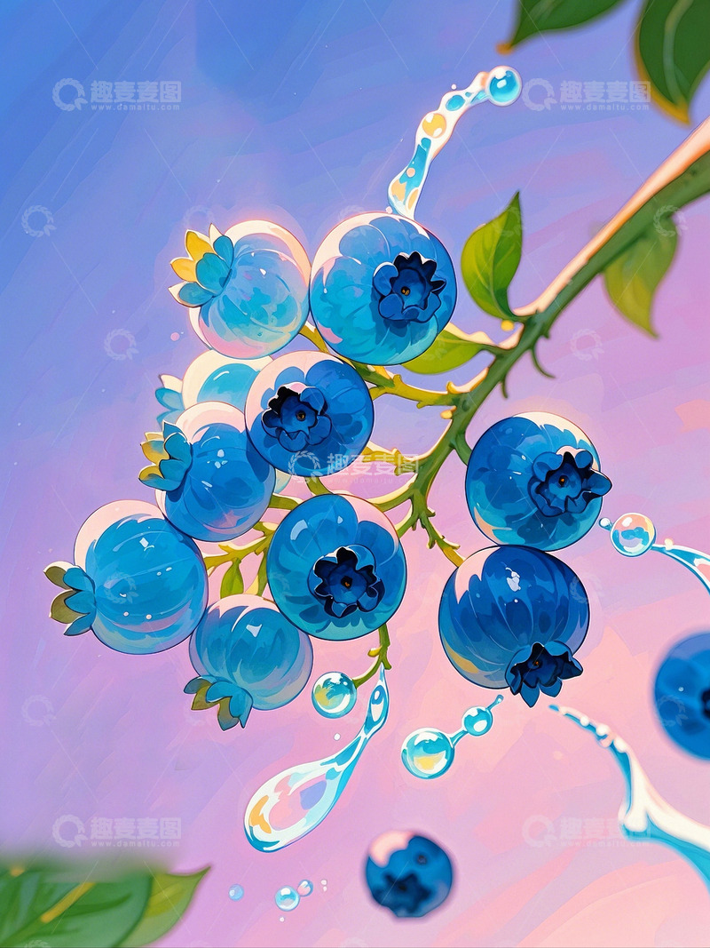 高清大图下载【趣麦麦图】新鲜蓝莓水花