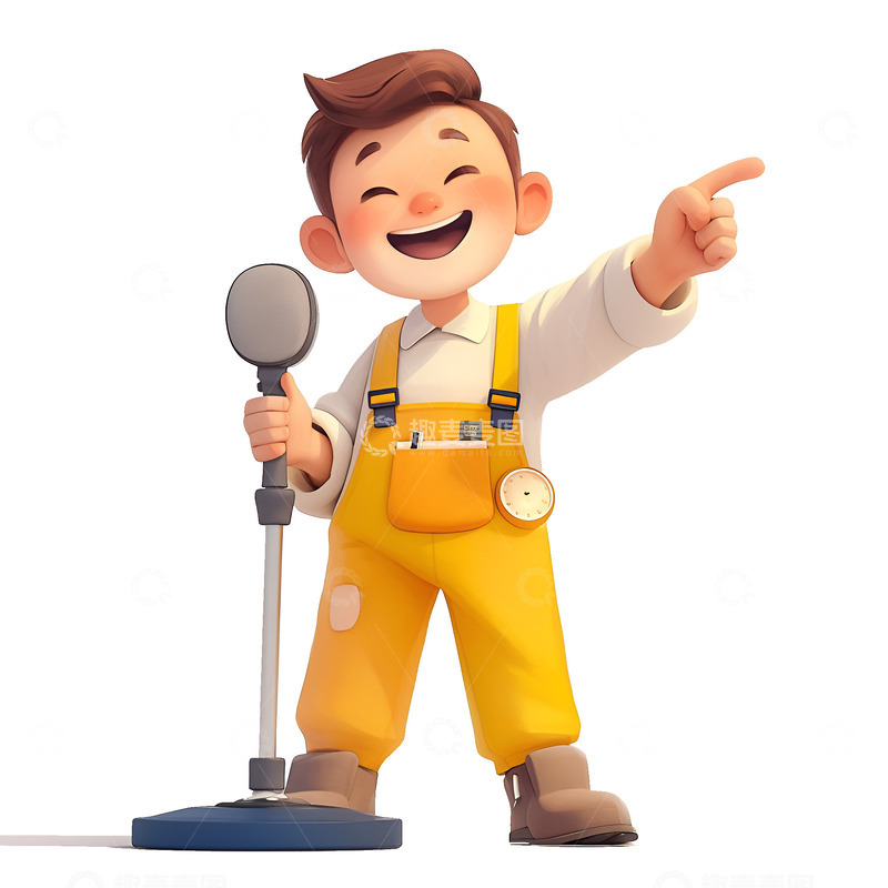 高清大图下载【趣麦麦图】拿着话筒演讲的男孩