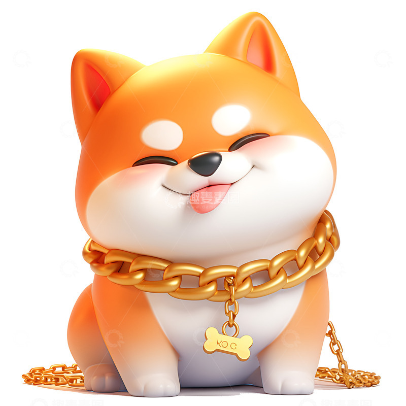 高清大图下载【趣麦麦图】带着大金链子的狗狗