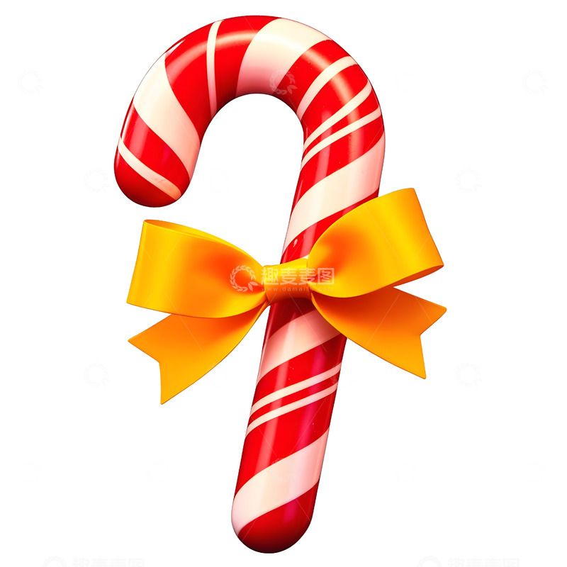 高清大图下载【趣麦麦图】红色蝴蝶结圣诞糖果杖节日甜美