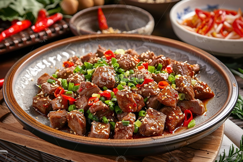 高清大图下载【趣麦麦图】芝麻麻辣牛肉粒
