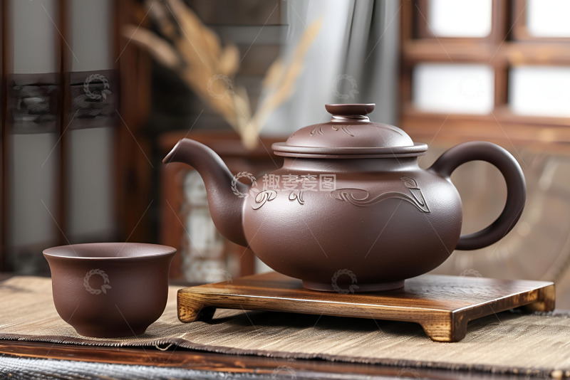 高清大图下载【趣麦麦图】一个紫砂壶和茶杯
