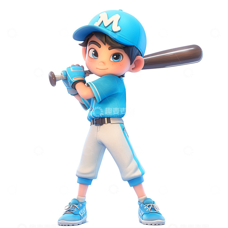 高清大图下载【趣麦麦图】卡通打棒球的运动员