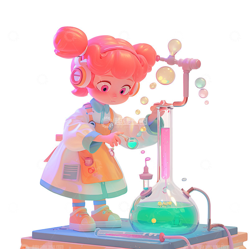 高清大图下载【趣麦麦图】做实验的小女孩