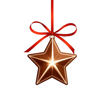 红丝带装饰的星形饼干圣诞节经典装饰