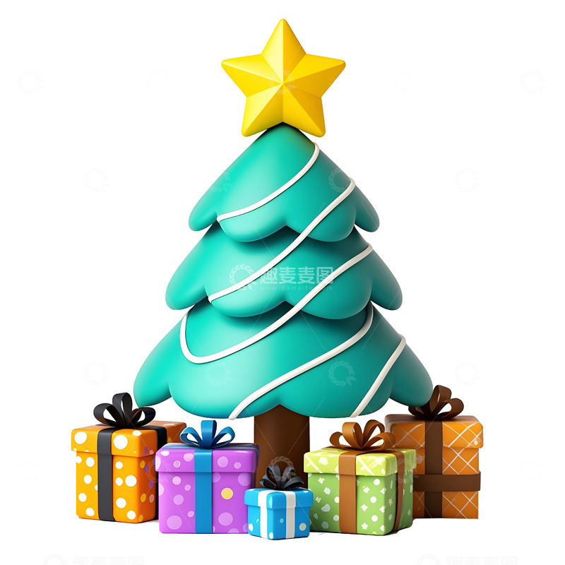 高清大图下载【趣麦麦图】星光点缀的圣诞树节日喜庆气氛