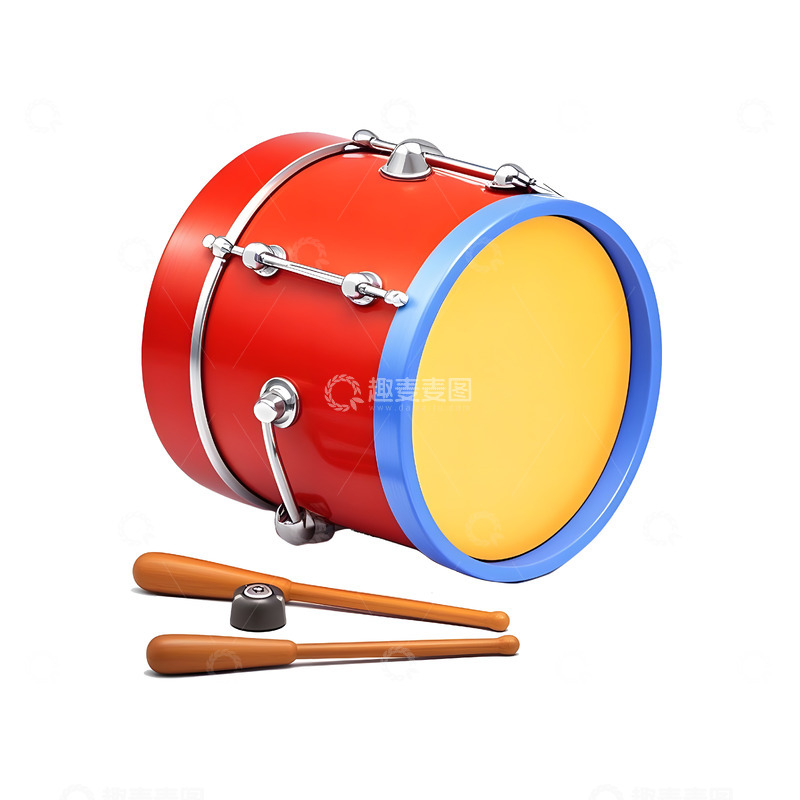 高清大图下载【趣麦麦图】红色鼓与鼓棒新年庆祝装饰