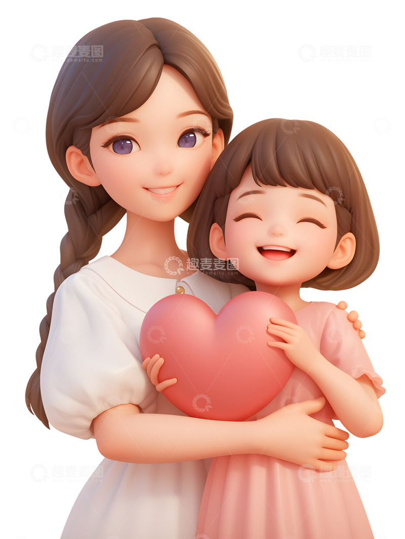 高清大图下载【趣麦麦图】感恩节母女卡通