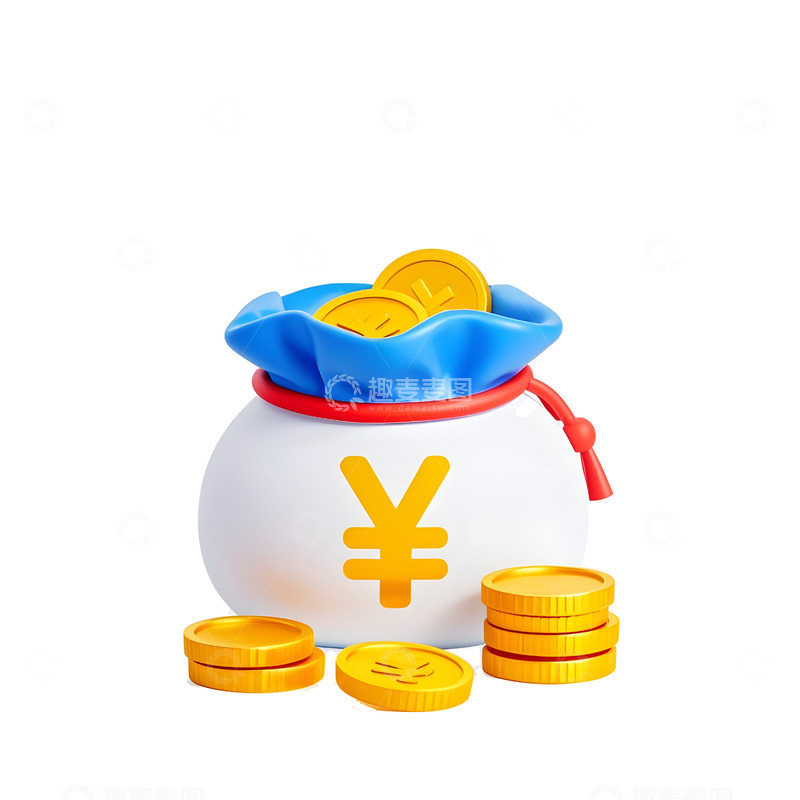 高清大图下载【趣麦麦图】蓝色红包与金币节日财运装饰