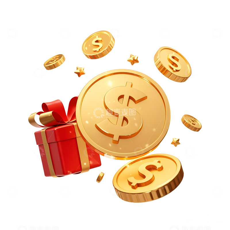 高清大图下载【趣麦麦图】撒落的金币与红包袋新年财运满满