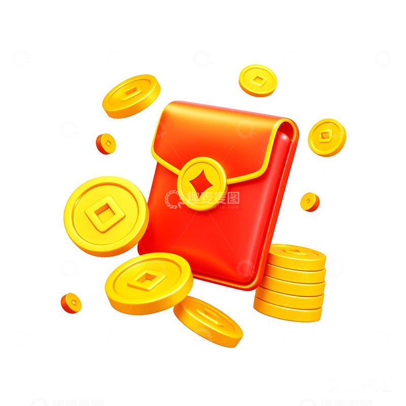 高清大图下载【趣麦麦图】财运红包手提红包祝福