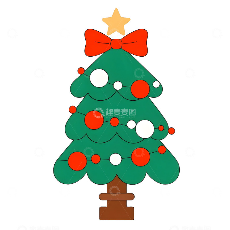 高清大图下载【趣麦麦图】传统圣诞树装饰经典节日元素
