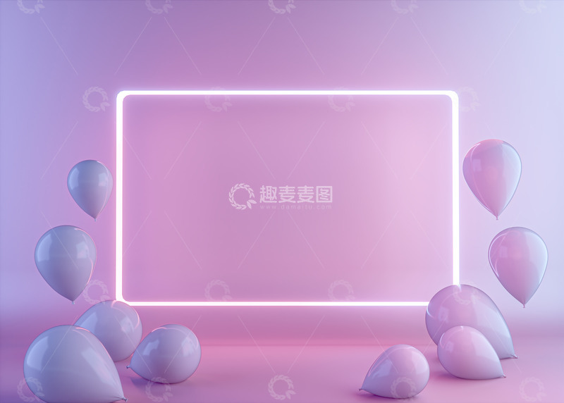 高清大图下载【趣麦麦图】粉紫梦幻气球直播背景