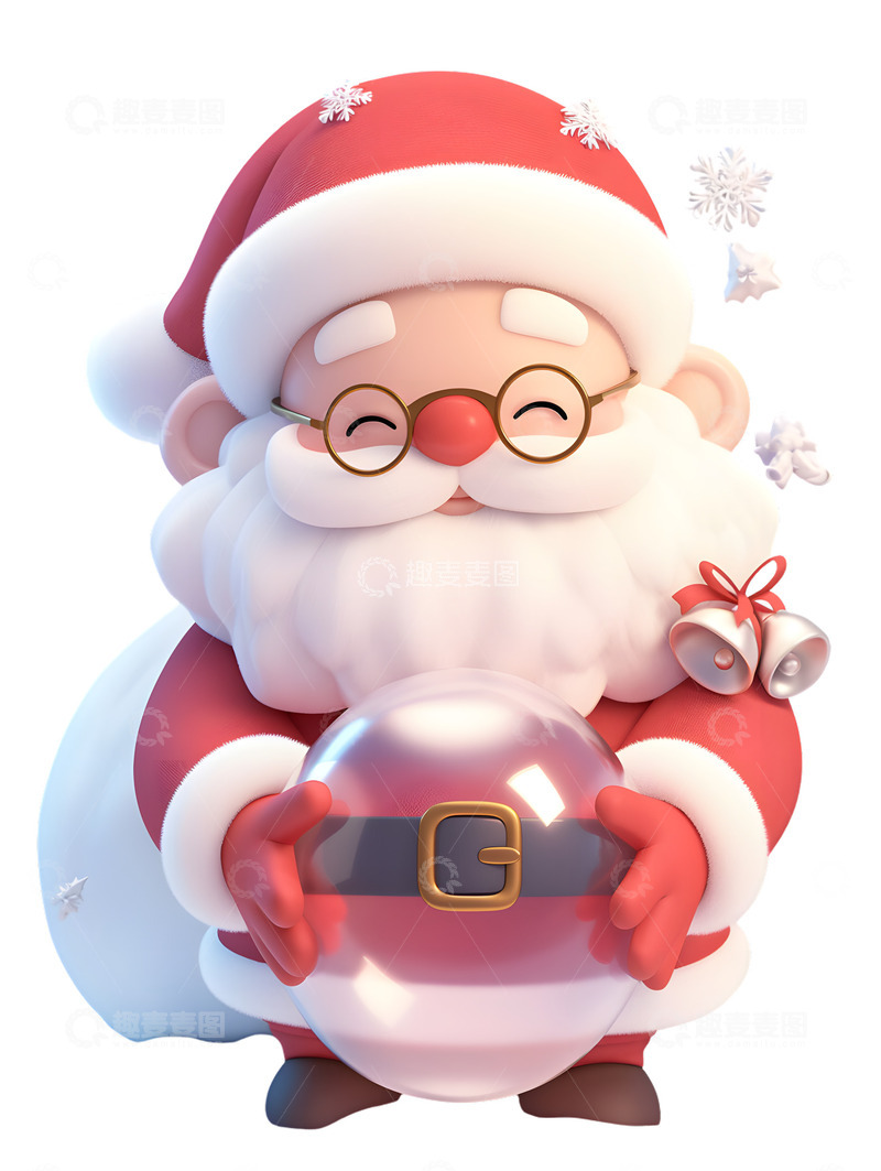 高清大图下载【趣麦麦图】圣诞老人拿着透明气球