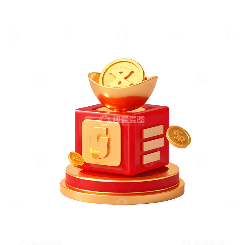 高清大图下载【趣麦麦图】金色财运塔与金币财富象征