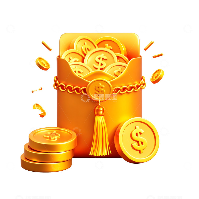 高清大图下载【趣麦麦图】金砖与金币节日财富象征