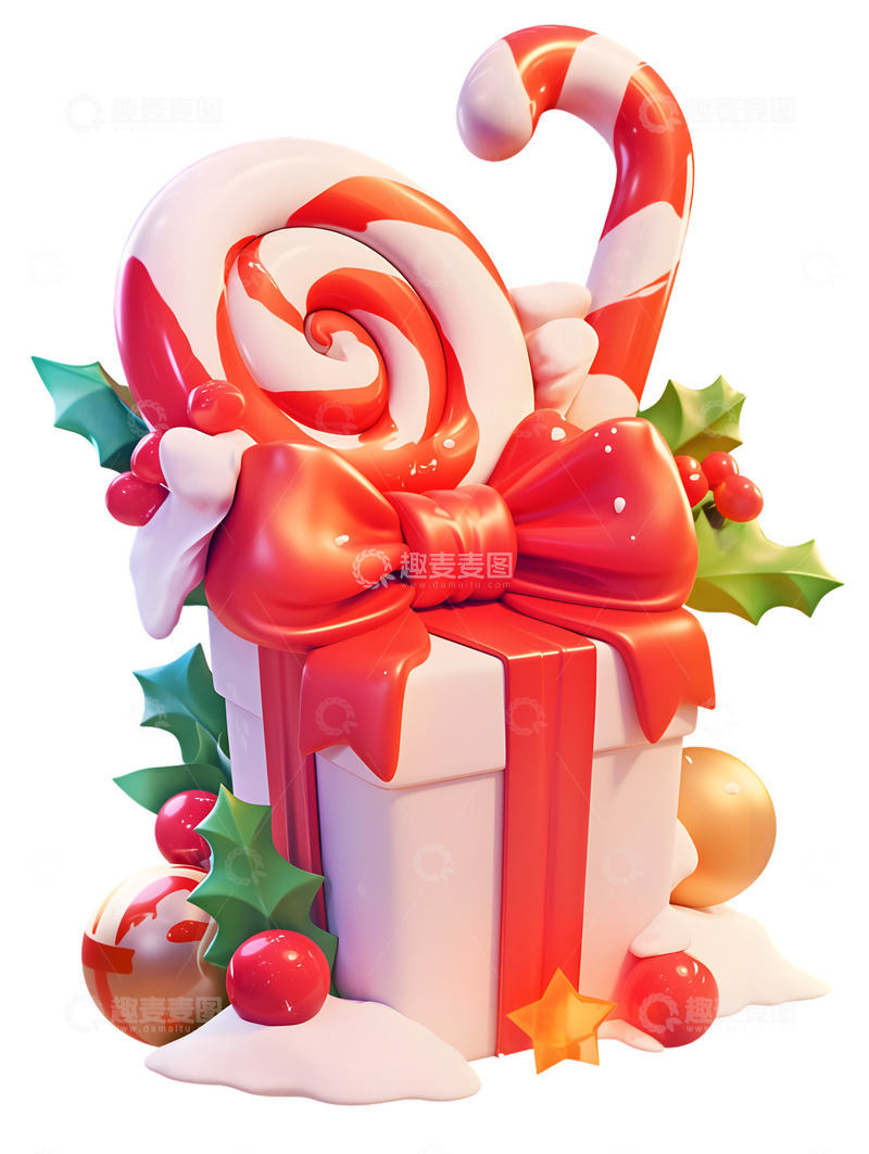 高清大图下载【趣麦麦图】圣诞节节日礼盒糖果