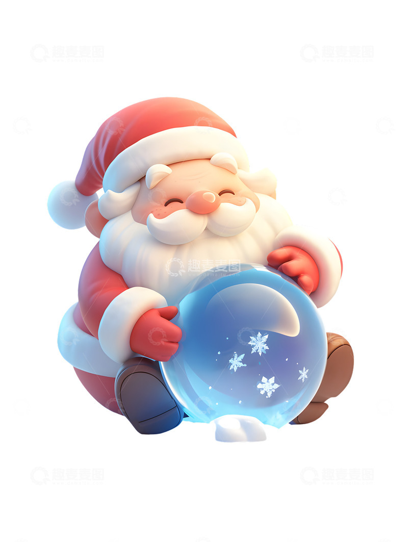 高清大图下载【趣麦麦图】圣诞老人水晶球卡通