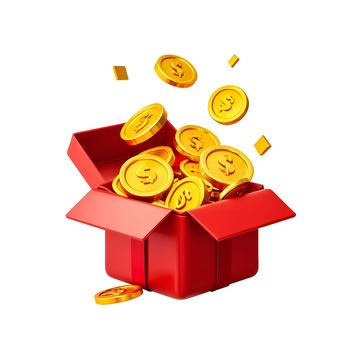 打开的红包盒金币满满