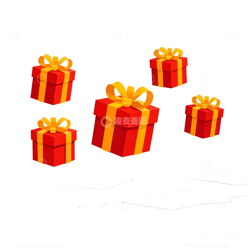 高清大图下载【趣麦麦图】红色礼物纷纷而降