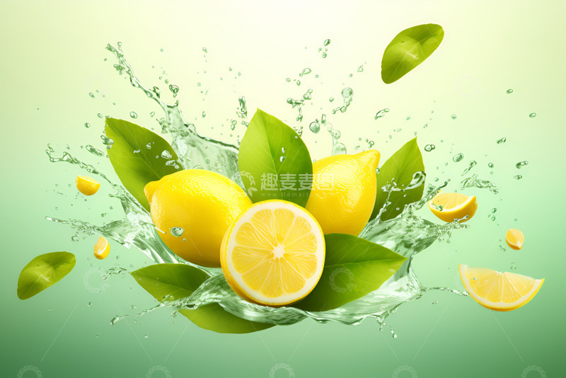 高清大图下载【趣麦麦图】柠檬与飞溅的水花