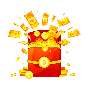 金色元宝堆满红包袋财运亨通